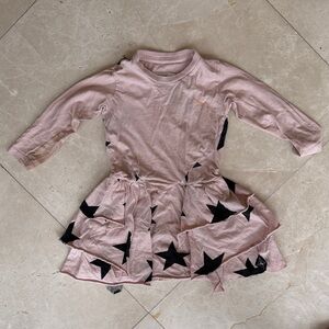 Nununu Pink Star Patterned Kids Dress 2-3 years